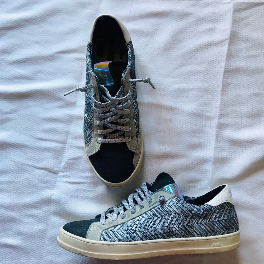 P448 Black, White & Gray Low-Top Sneakers